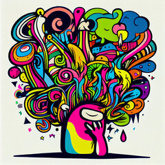 Fototapeta premium meditation doodle style