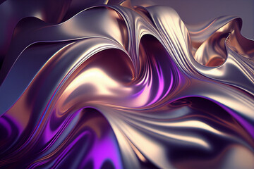 Beautiful desktop background/wallpaper with colorful abstract metallic rainbow shapes, post-processed generative ai