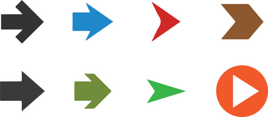 colorful right arrow icon vector, set arrows symbol icons. isolated.