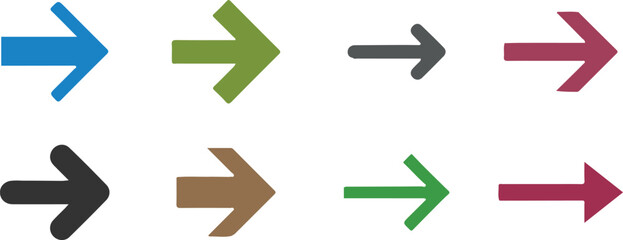 colorful right arrow icon vector, set arrows symbol icons. isolated.