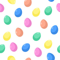 Multicolored Easter eggs simple seamless pattern. Vector Easter background for holiday decorations, packaging and other design.