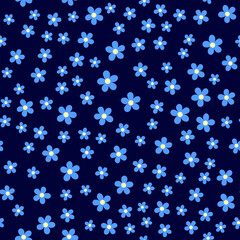 Fototapeta na wymiar Forget-me-not simple seamless pattern. Minimalistic floral vector background with small blue flowers.