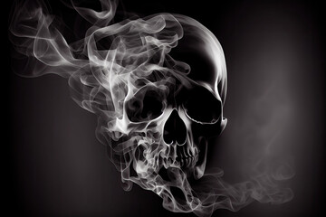 Black Skull made of smoke - By Generative AI