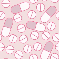 Cartoon medicine seamless pills pattern for wrapping paper and clothes print and fabrics and linens and pharmacy