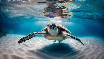 background of a beautiful turtle photographed in a dive. Ai generative.