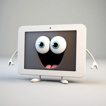 Cute Cartoon Technology Tablet Character (Generative AI)