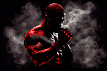Fighter Boxer silhouette - By Generative AI