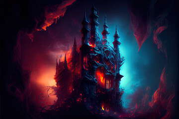 Halloween vampire castle - By Generative AI
