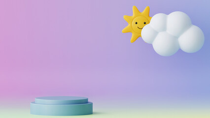 3d rendered sun with clouds. Background for children - 568577861