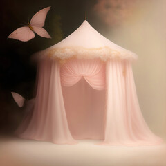 Generative AI:  fantasy light pink tent like in a dream