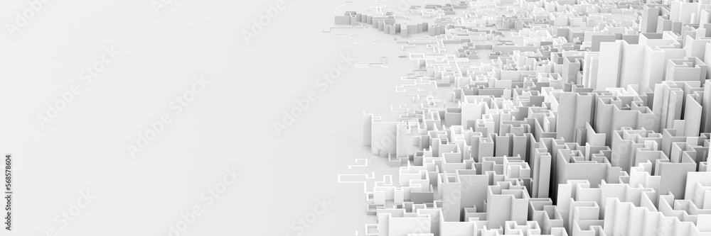 Poster infinite maze mega city: technology and development concepts, original 3d rendering
