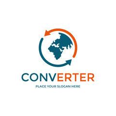 Fototapeta premium Converter world vector logo template. This design suitable for business.