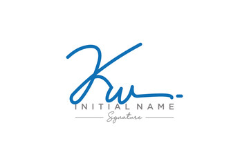 Initial KW signature logo template vector. Hand drawn Calligraphy lettering Vector illustration.