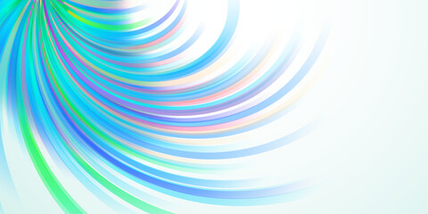 Abstract illustration with many curved colored stripes on white background