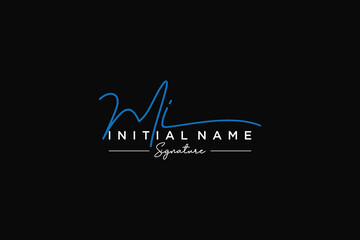 Initial MI signature logo template vector. Hand drawn Calligraphy lettering Vector illustration.