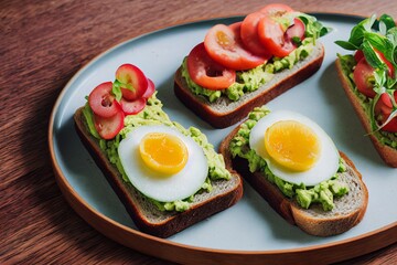 Fototapeta na wymiar Vertical shot of Delicious healthy avocado toast Generative AI