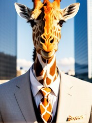 elegantly, dressed, anthropomorphised, giraffe, 