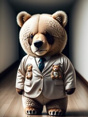 elegantly, dressed, anthropomorphised, teddy bear