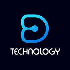 Fototapeta premium Letter D technology vector template. This alphabet is suitable for industrial, network or connect business.