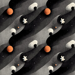 Abstract Space and planets seamless pattern.