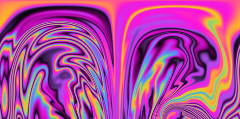 Op-art pattern with holographic gasoline like stains and leaks. Rainbow multicolored abstract background.