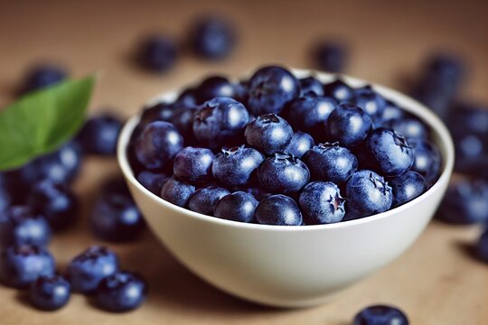 Delicious healthy freshly gathered blueberries Generative AI