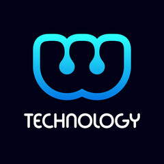 Letter W technology vector template. This alphabet is suitable for industrial, network or connect business.