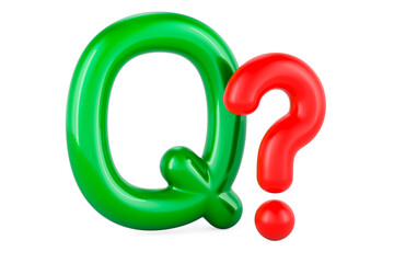 Kids ABC, Letter Q with question mark. 3D rendering