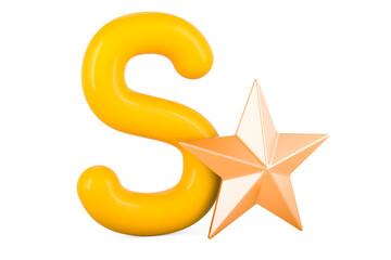 Fototapeta premium Kids ABC, Letter S with star. 3D rendering
