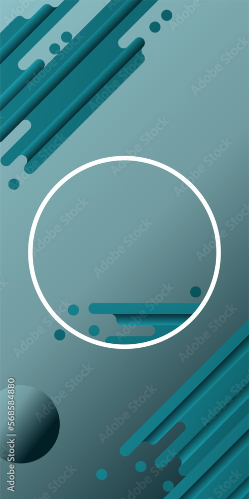 Poster abstract vertical dark green gradient background with circular frame and streamlined graphic element