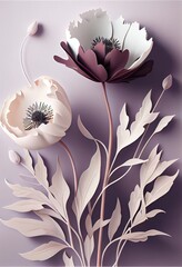 abstract floral background, paper cut style, AI Art