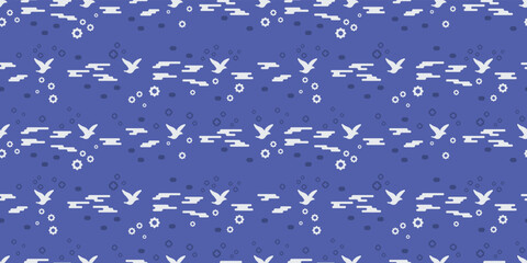 Blue background and birds. For print and various interior. For cups, pillows, textiles, design, notebooks.