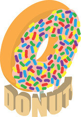 Fototapeta premium Donut icon isometric vector. Sweet donut with glaze and confectionery topping. Sweet pastry, food concept