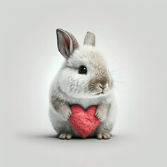 Cute rabbit with a heart in chocolate,ideal for valentine card, spreading love 