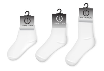 various white socks foot wear mockup isolated 3D illustration