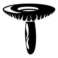 Grass-Green Russula mushroom outline. Edible Organic mushrooms. Truffle. Forest wild mushrooms types. Illustration isolated on white background.