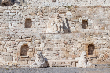Phrygian Valley (Frig Vadisi). Ancient caves, stone houses and rock tombs in Ayazini. Thousands of...