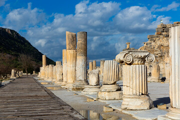 Archaeological ruins of the Odeon or Little Theater near the State Agora in Ephesus, Turkey near Selcuk