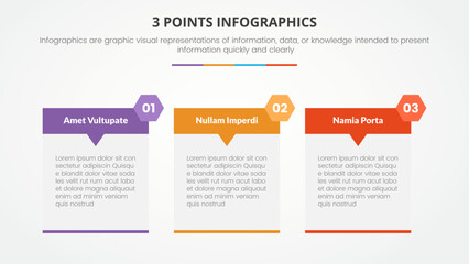 3 points or stages infographic concept with table information layout for slide presentation - obrazy, fototapety, plakaty