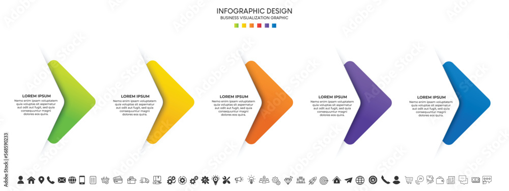 Poster steps business data visualization timeline process infographic template design with icons
