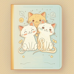 Cute kitten card ideal for valentine, spreading love and flowers cats illustration