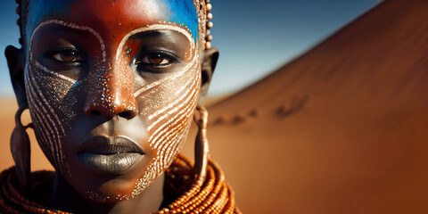 Massai Mara Beautiful Woman Portrait, Generative ai