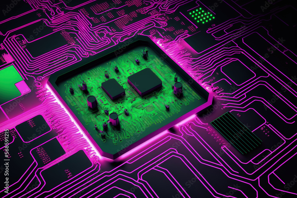 Aufkleber electronics processor or ic circuit pattern surface in the future. background of futuristic, hi tech