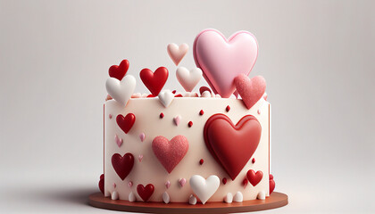Cake covered in hearts