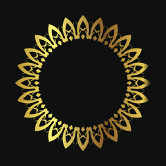 Fototapeta premium decorative round frame for design with floral ornament. Circle frame. Template for printing postcards, invitations, books, for textiles, engraving, wooden furniture, forging.