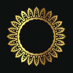 decorative round frame for design with floral ornament. Circle frame. Template for printing postcards, invitations, books, for textiles, engraving, wooden furniture, forging.