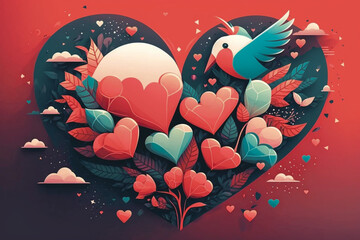 Valentine's day background design. Digital art, generative ai.