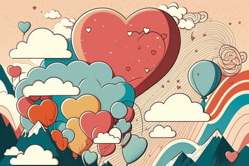 Valentine's day background design. Digital art, generative ai.