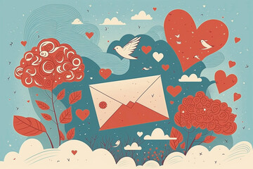 Valentine's day background design. Digital art, generative ai.