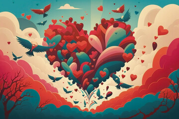 Valentine's day background design. Digital art, generative ai.